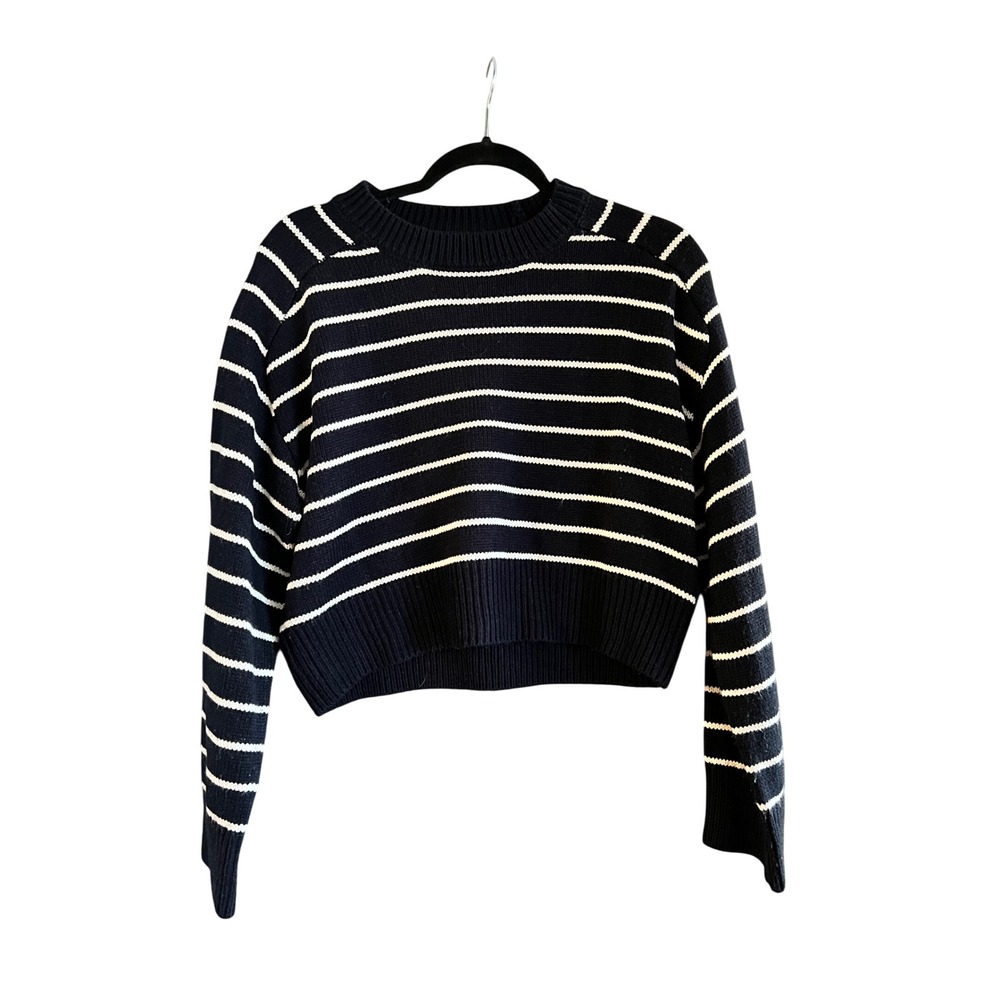 T Tahari Striped Sweater‎ Cropped Knit Long Sleeve Casual XS